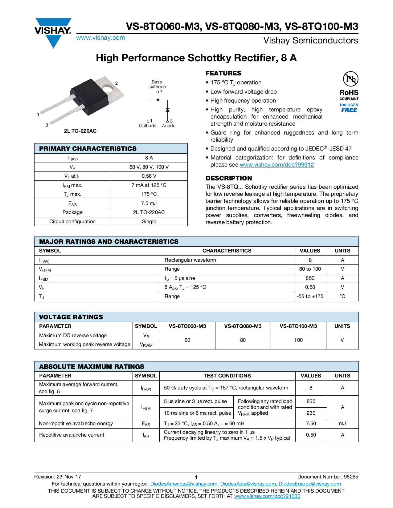 VS-8TQ100-M3_（VISHAY(威世)）VS-8TQ100-M3中文资料_价格_PDF手册-立创电子商城