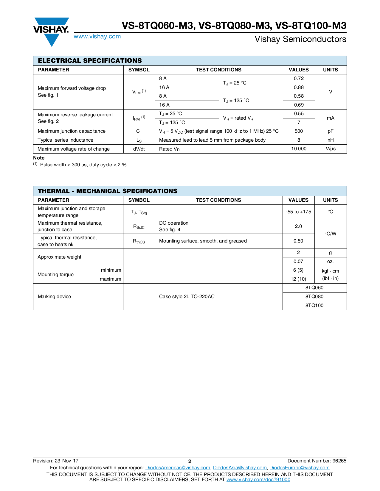 VS-8TQ100-M3_（VISHAY(威世)）VS-8TQ100-M3中文资料_价格_PDF手册-立创电子商城