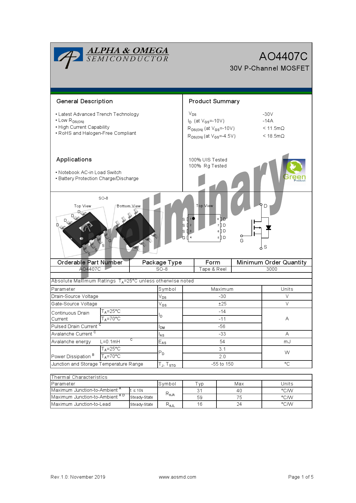AO4407C_（AOS）AO4407C中文资料_价格_PDF手册-立创电子商城