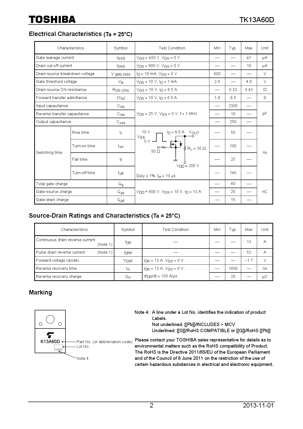 TK13A60D(STA4,X,M)_（TOSHIBA(东芝)）TK13A60D(STA4,X,M)中文资料_价格_PDF手册-立创电子商城