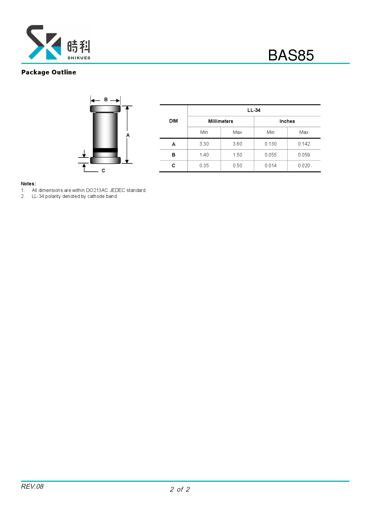 BAS85_（SHIKUES(时科)）BAS85中文资料_价格_PDF手册-立创电子商城