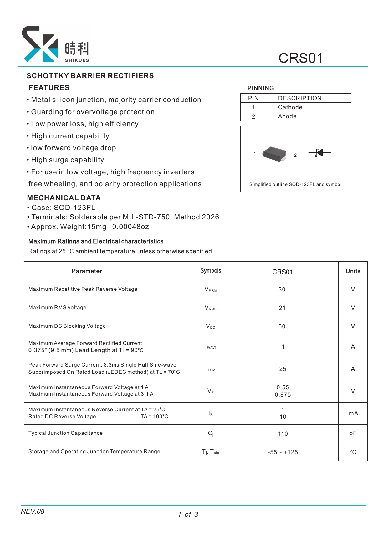 Crsh01d Riser CRS01_(SHIKUES(时科))CRS01中文资料_价格_PDF手册-立创电子商城