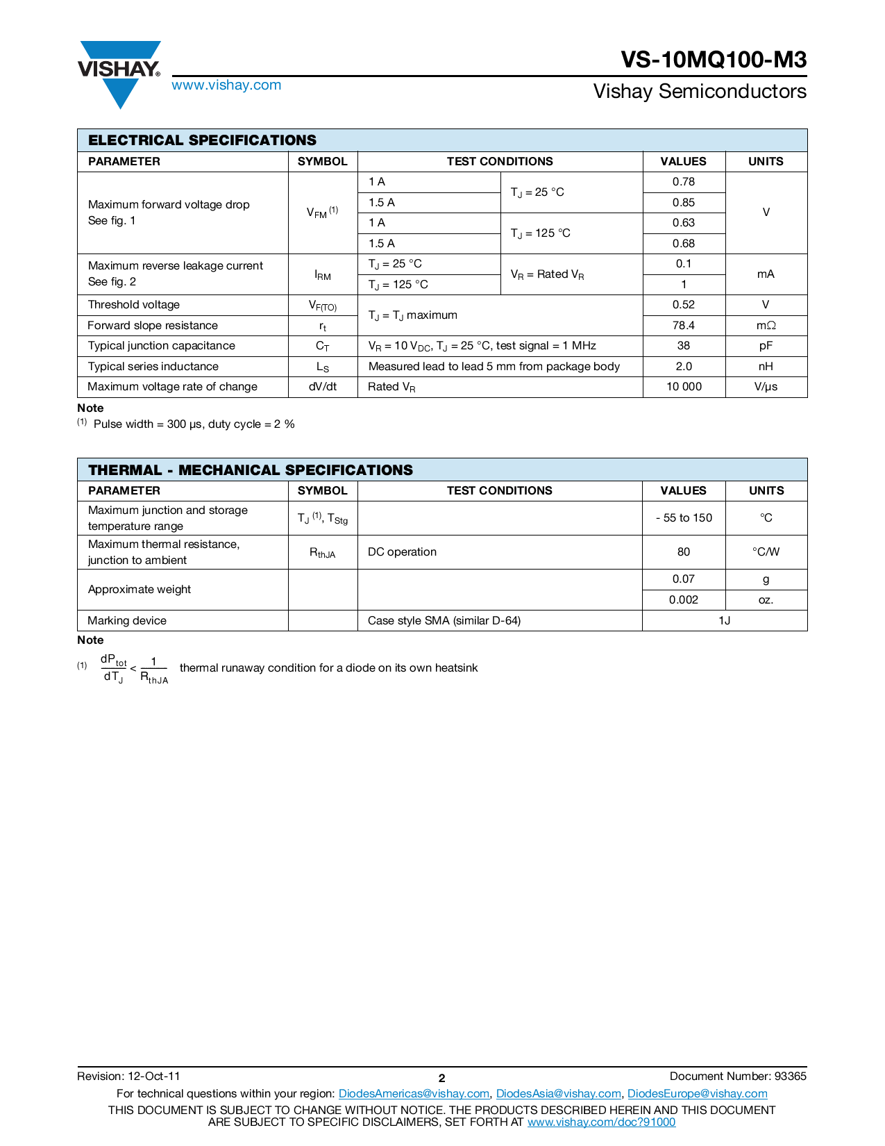 VS-10MQ100-M3/5AT_（VISHAY(威世)）VS-10MQ100-M3/5AT中文资料_价格_PDF手册-立创电子商城