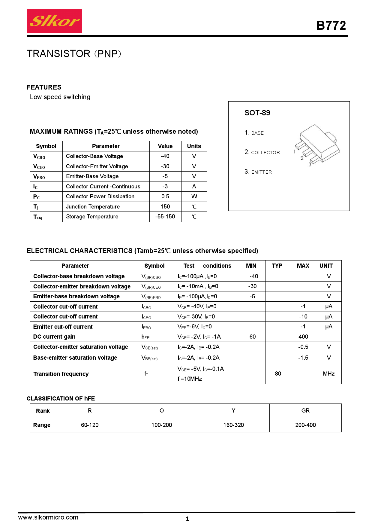 b772_(slkor(萨科微))b772中文资料_价格_pdf手册-立创电子商城