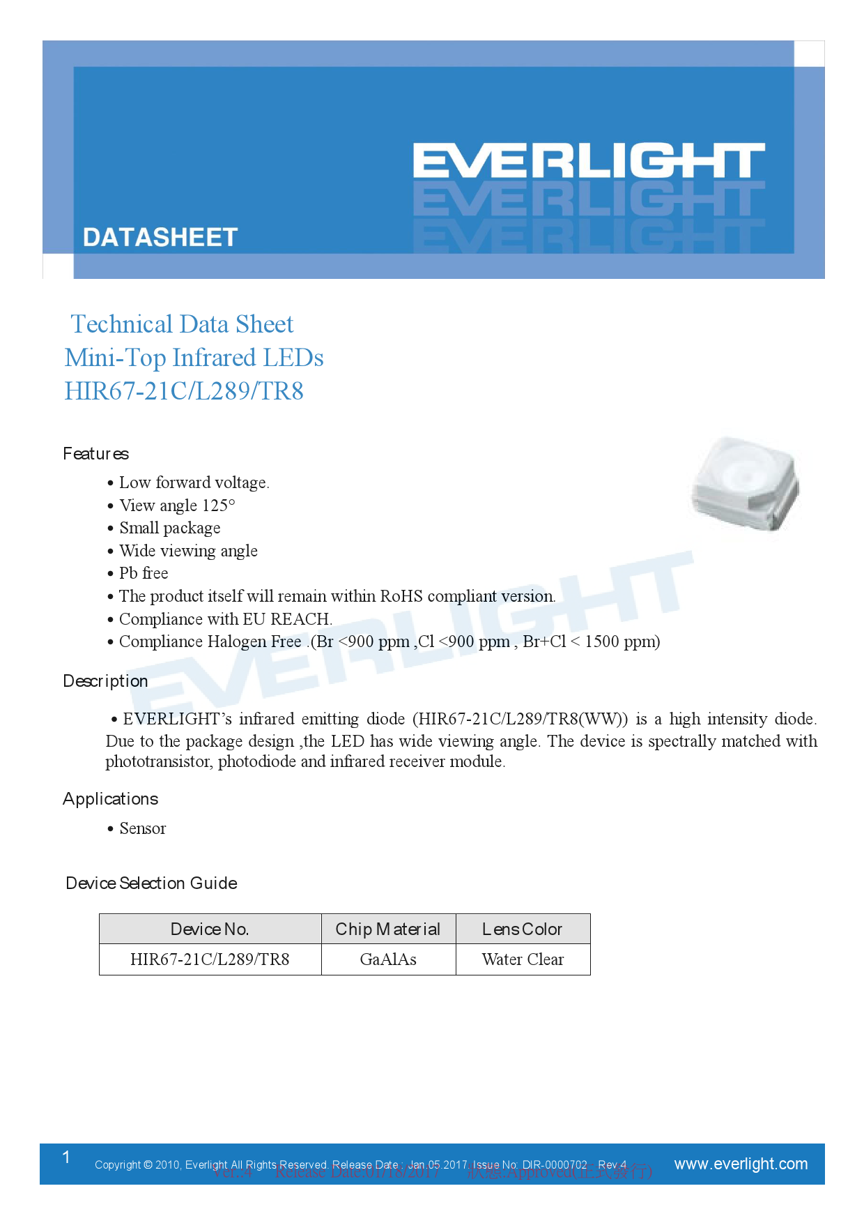 HIR67-21C/L289/TR8_（EVERLIGHT(台湾亿光)）HIR67-21C/L289/TR8中文资料_价格_PDF手册-立创电子商城