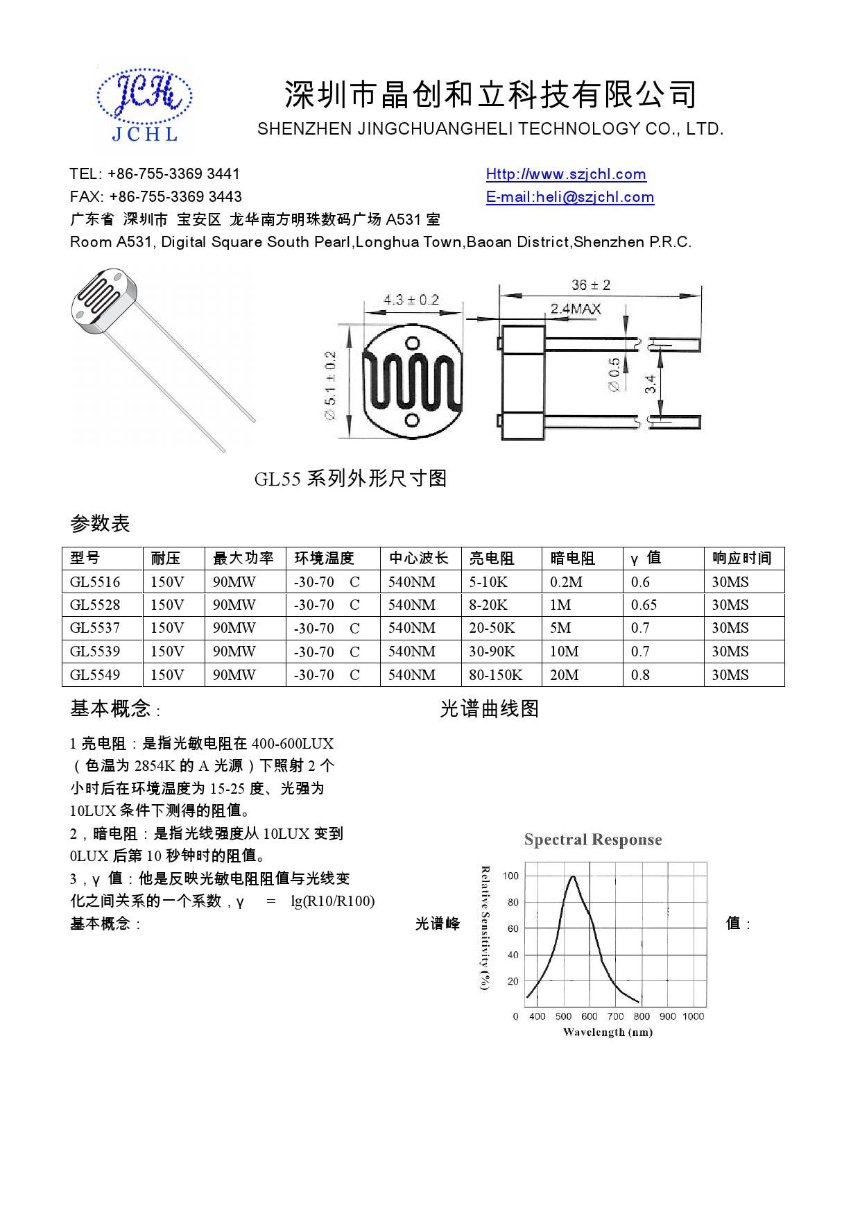 gl5516(5-10)数据手册pdf下载数据手册pdf商品目录光敏电阻属性参数值