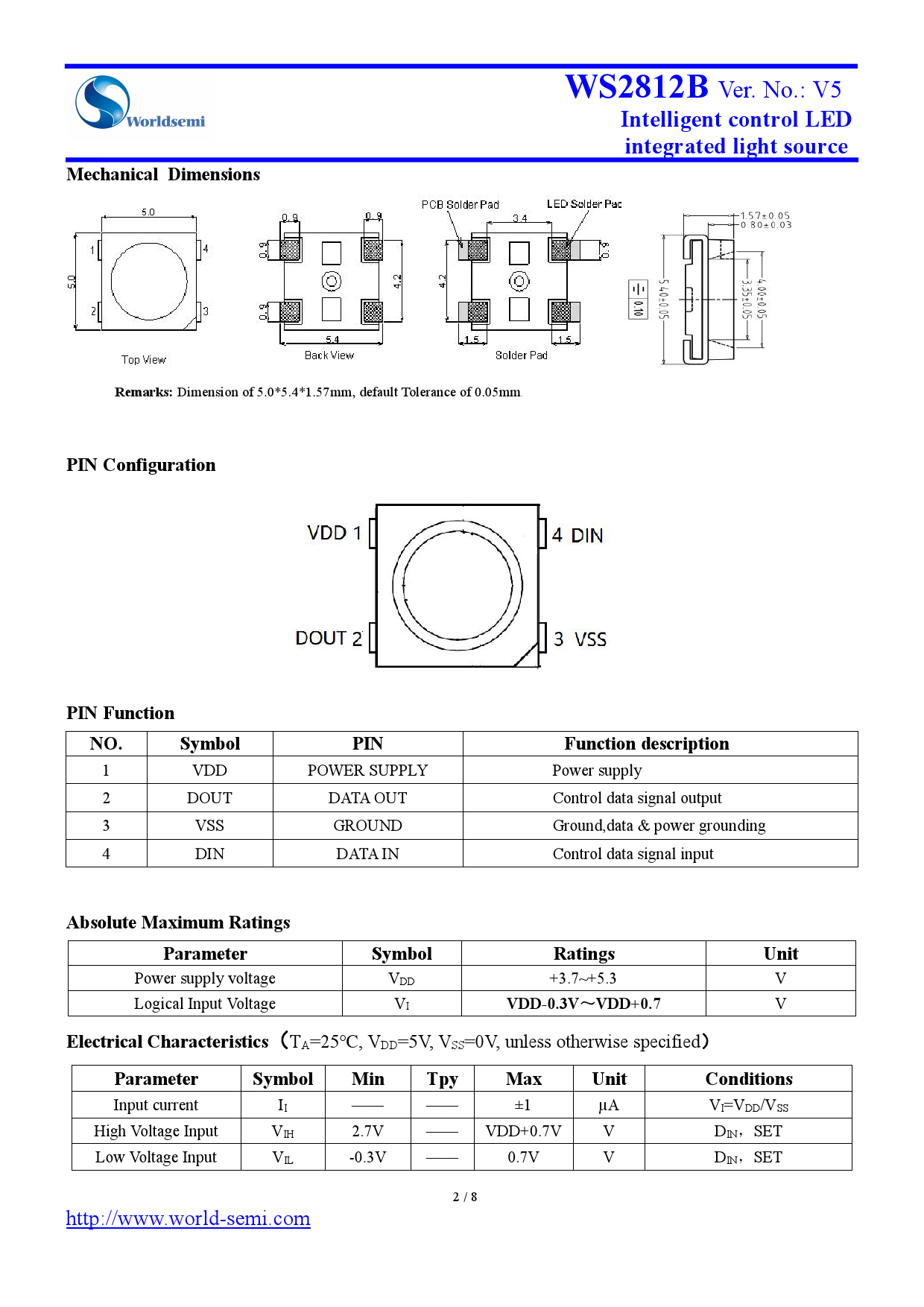 WS2812B-B_（worldsemi）WS2812B-B中文资料_价格_PDF手册-立创电子商城