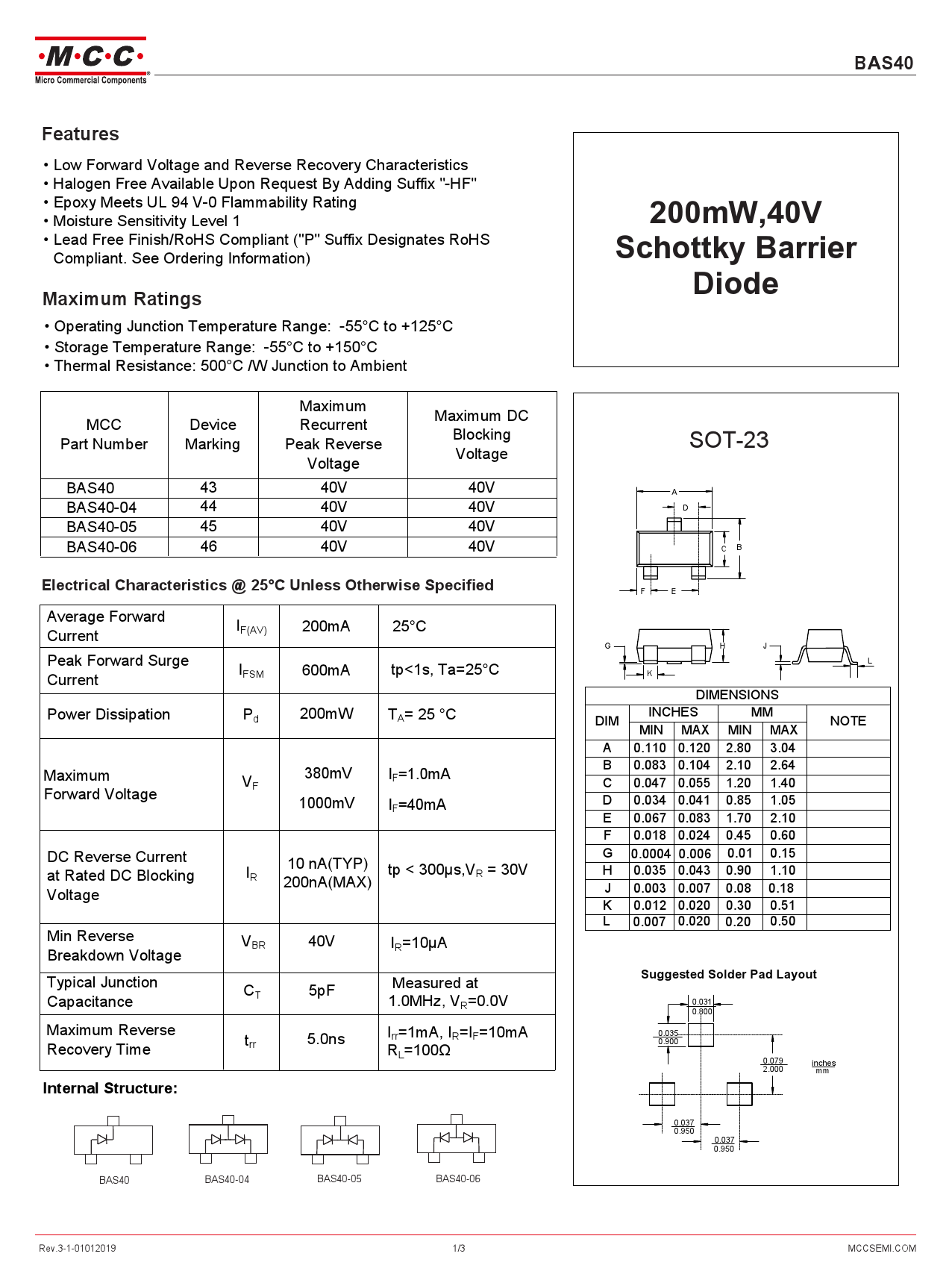 BAS40-05-TP_（MCC(美微科)）BAS40-05-TP中文资料_价格_PDF手册-立创电子商城