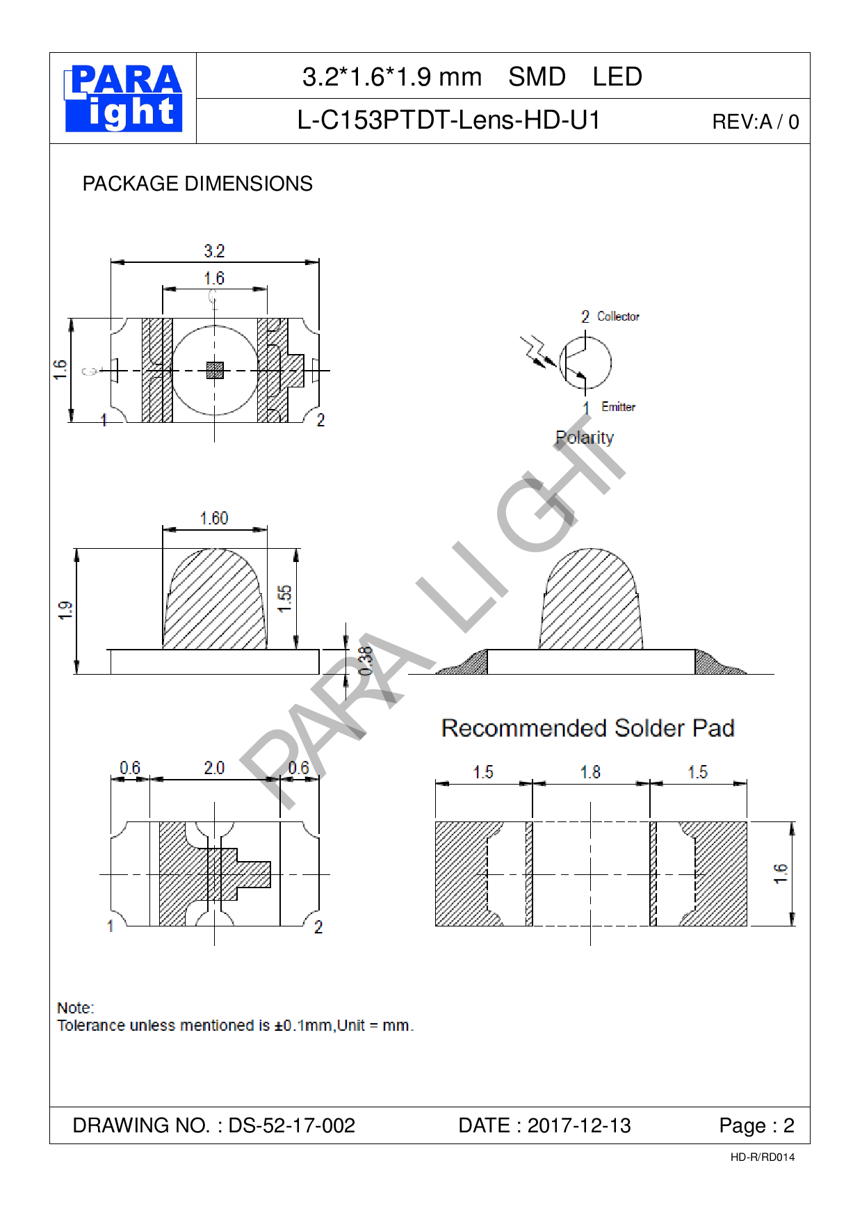 L-C153PTDT-Lens-HD_（PARALIGHT(台湾光鼎)）L-C153PTDT-Lens-HD中文资料_价格_PDF手册-立创电子商城