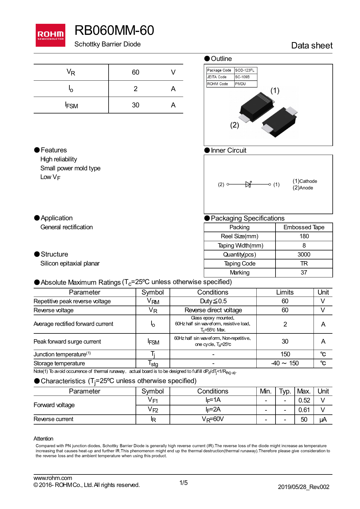 Vector Rf60 RB060MM-60TR_(ROHM(罗姆))RB060MM-60TR中文资料_价格_PDF手册-立创电子商城