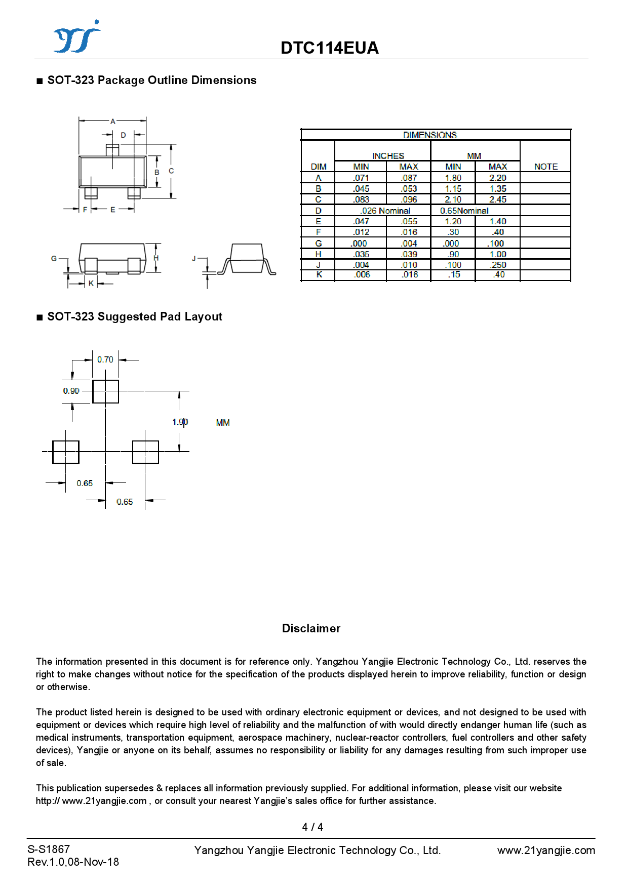 DTC114EUA_（YANGJIE(扬杰)）DTC114EUA中文资料_价格_PDF手册-立创电子商城