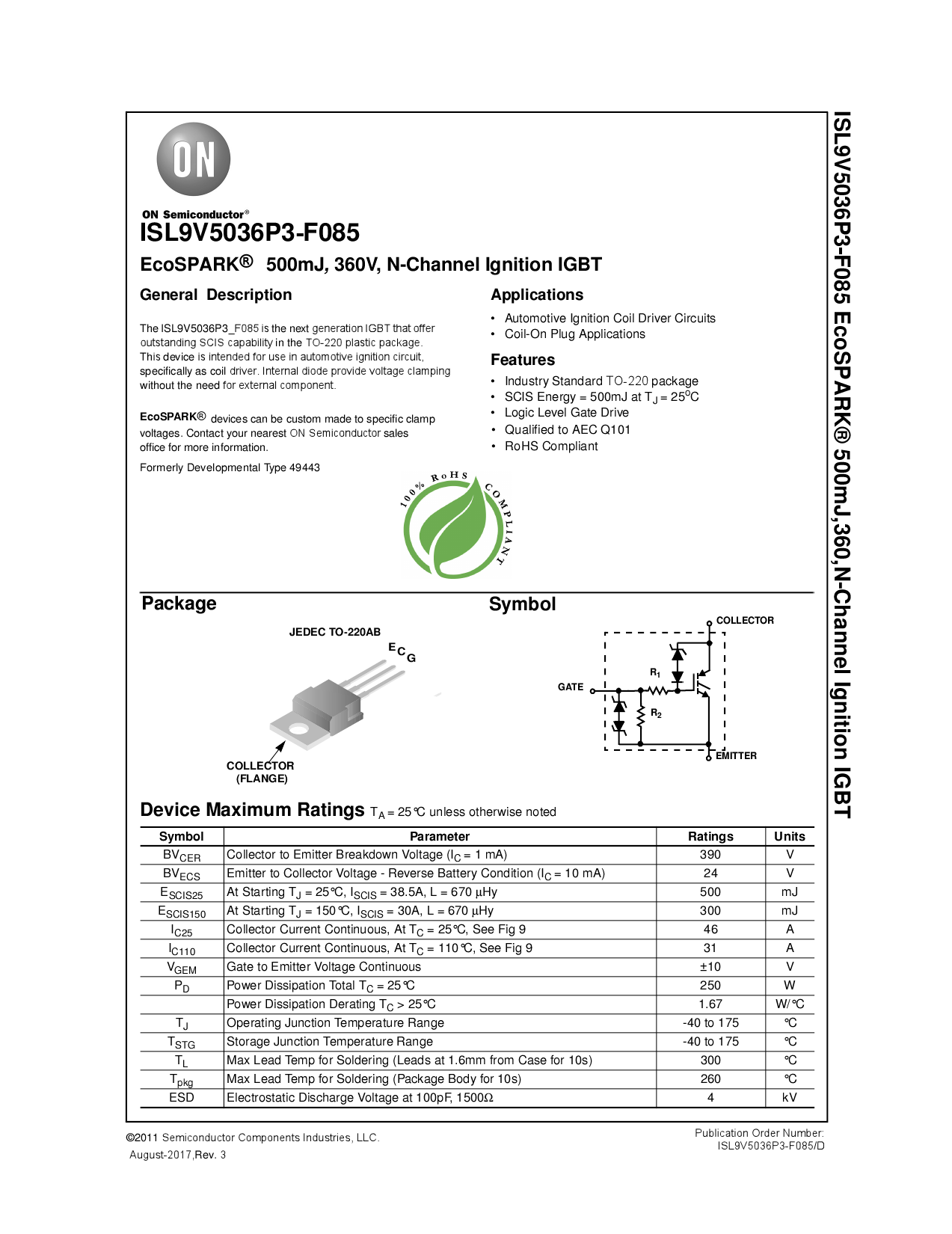 1 Pz ISL9V5036P3 V5036P TO-220 - Foto 7