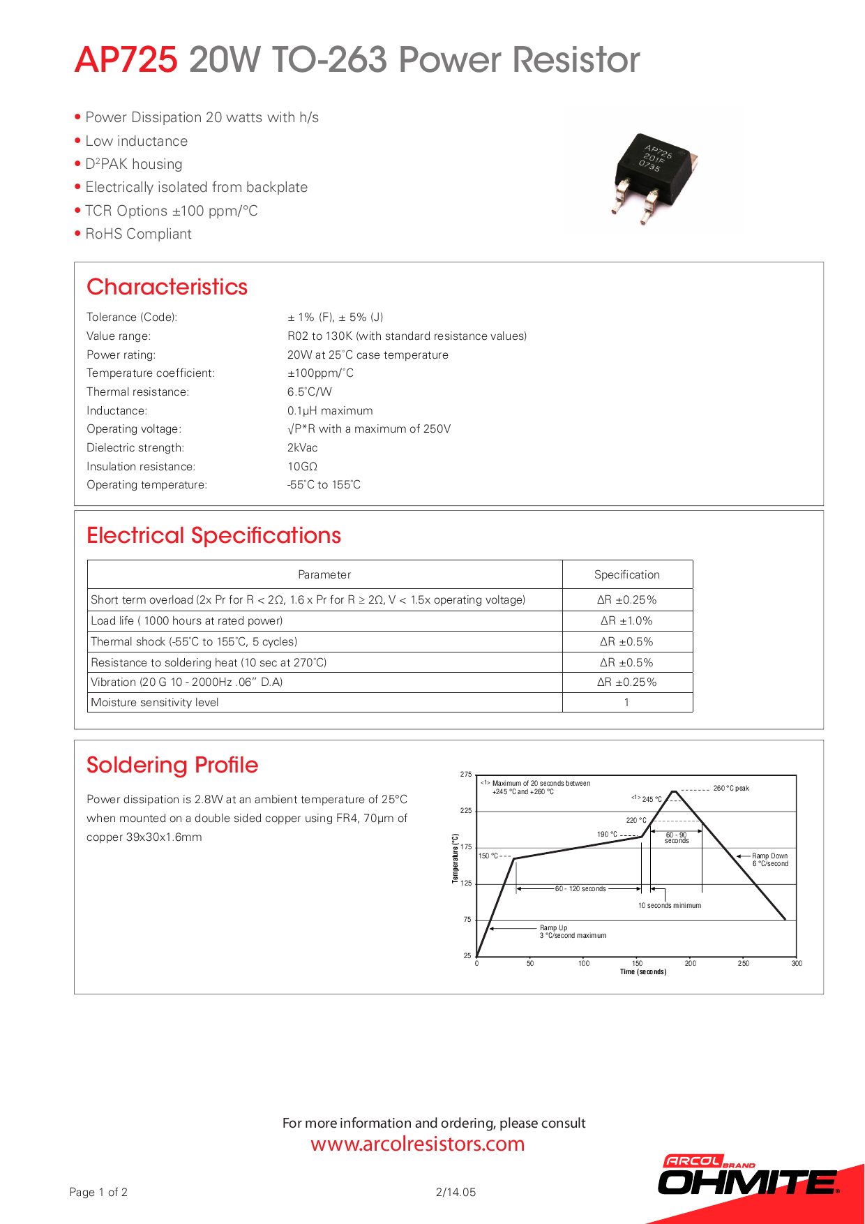 AP725 20R F_（Ohmite）AP725 20R F中文资料_价格_PDF手册-立创电子商城