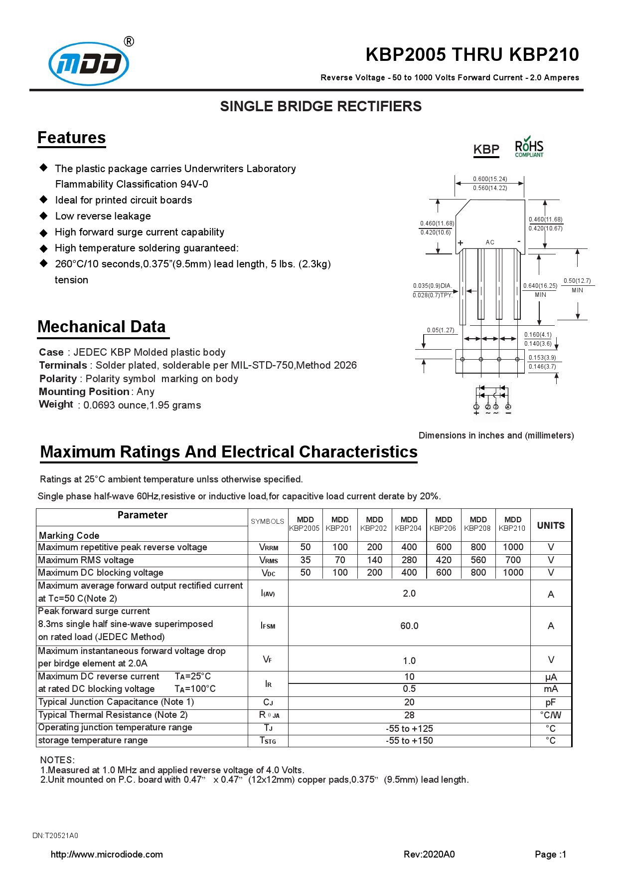 电流(io)2a直流反向耐压(vr)1kv商品目录整流桥属性参数值找到类似