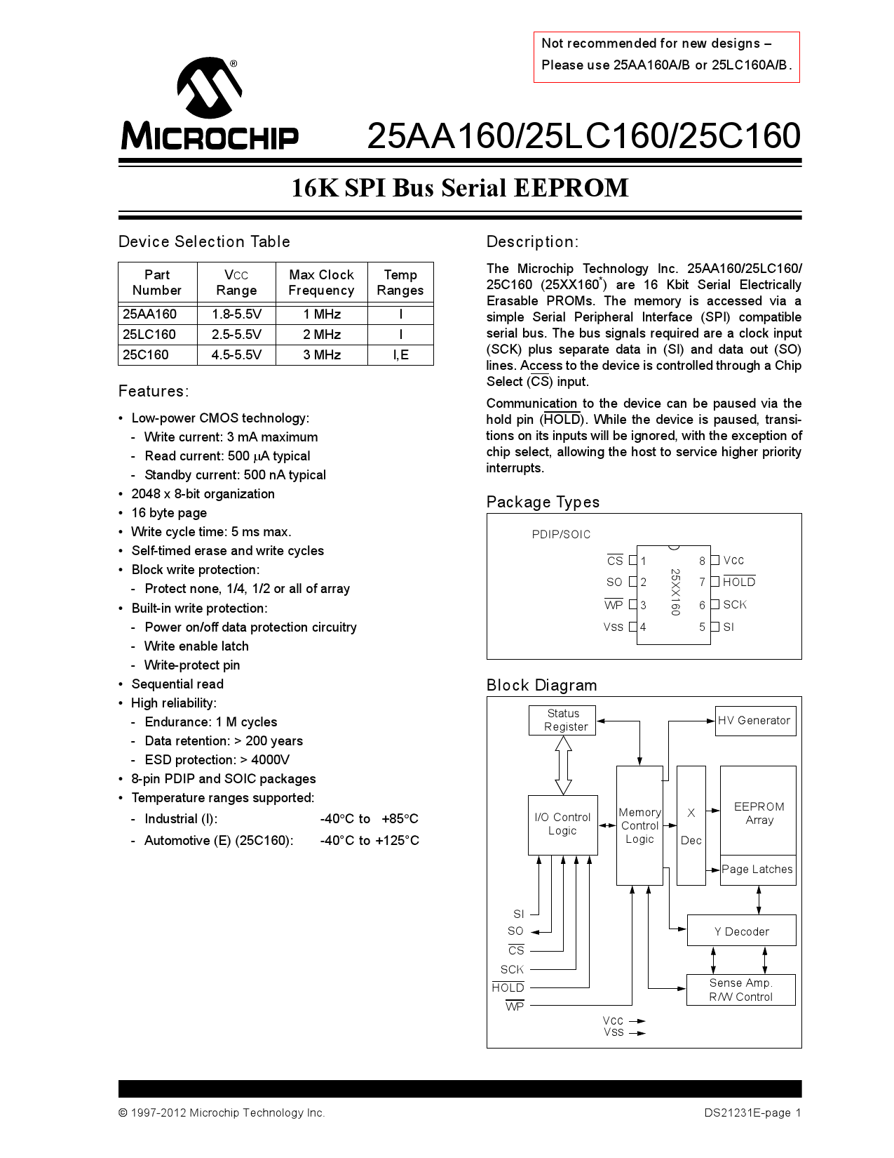 25LC160/P_（MICROCHIP(美国微芯)）25LC160/P中文资料_价格_PDF手册-立创电子商城