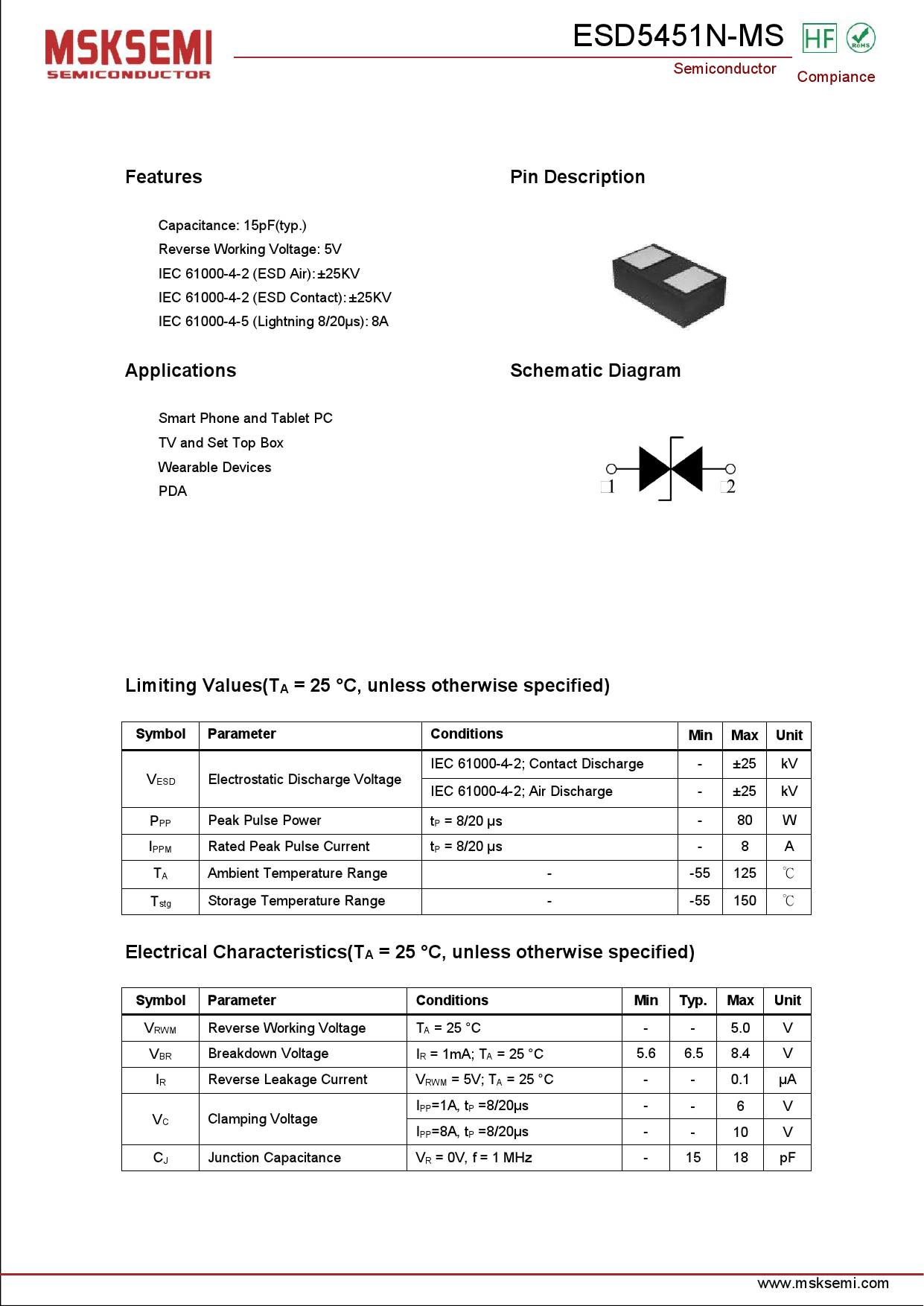 ESD5451N-MS_（MSKSEMI(美森科)）ESD5451N-MS中文资料_价格_PDF手册-立创电子商城