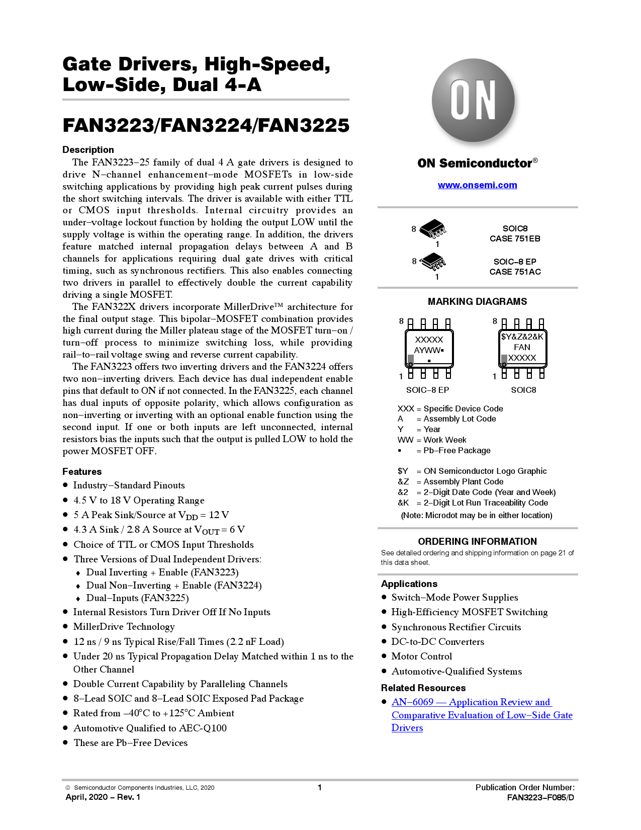 FAN3224TMX-F085_（onsemi(安森美)）FAN3224TMX-F085中文资料_价格_PDF手册-立创电子商城