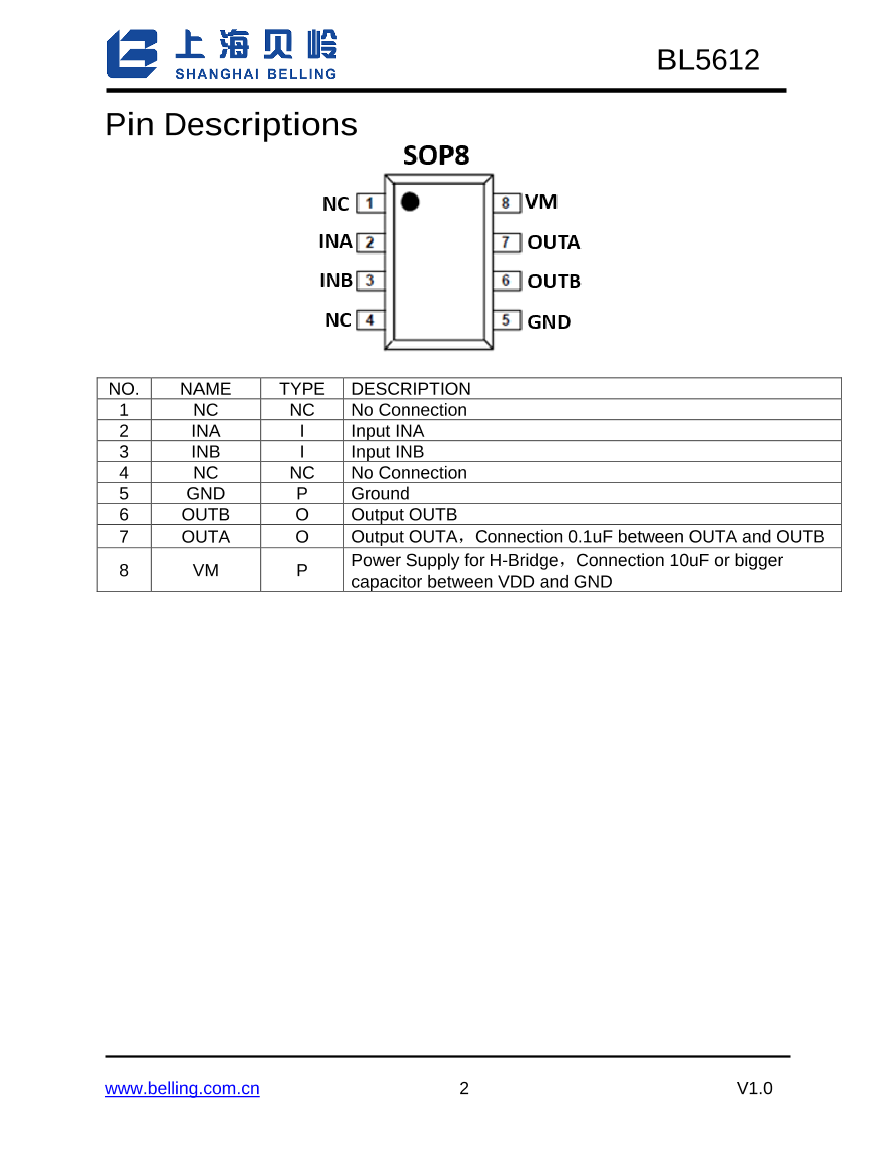 BL5612_（BL(上海贝岭)）BL5612中文资料_价格_PDF手册-立创电子商城