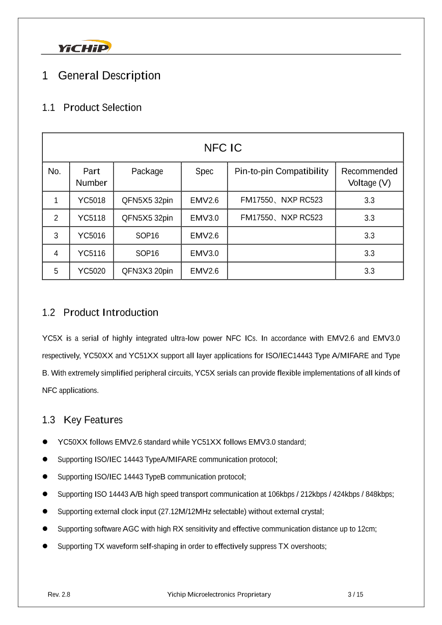 YC5018_（YICHIP(易兆微)）YC5018中文资料_价格_PDF手册-立创电子商城