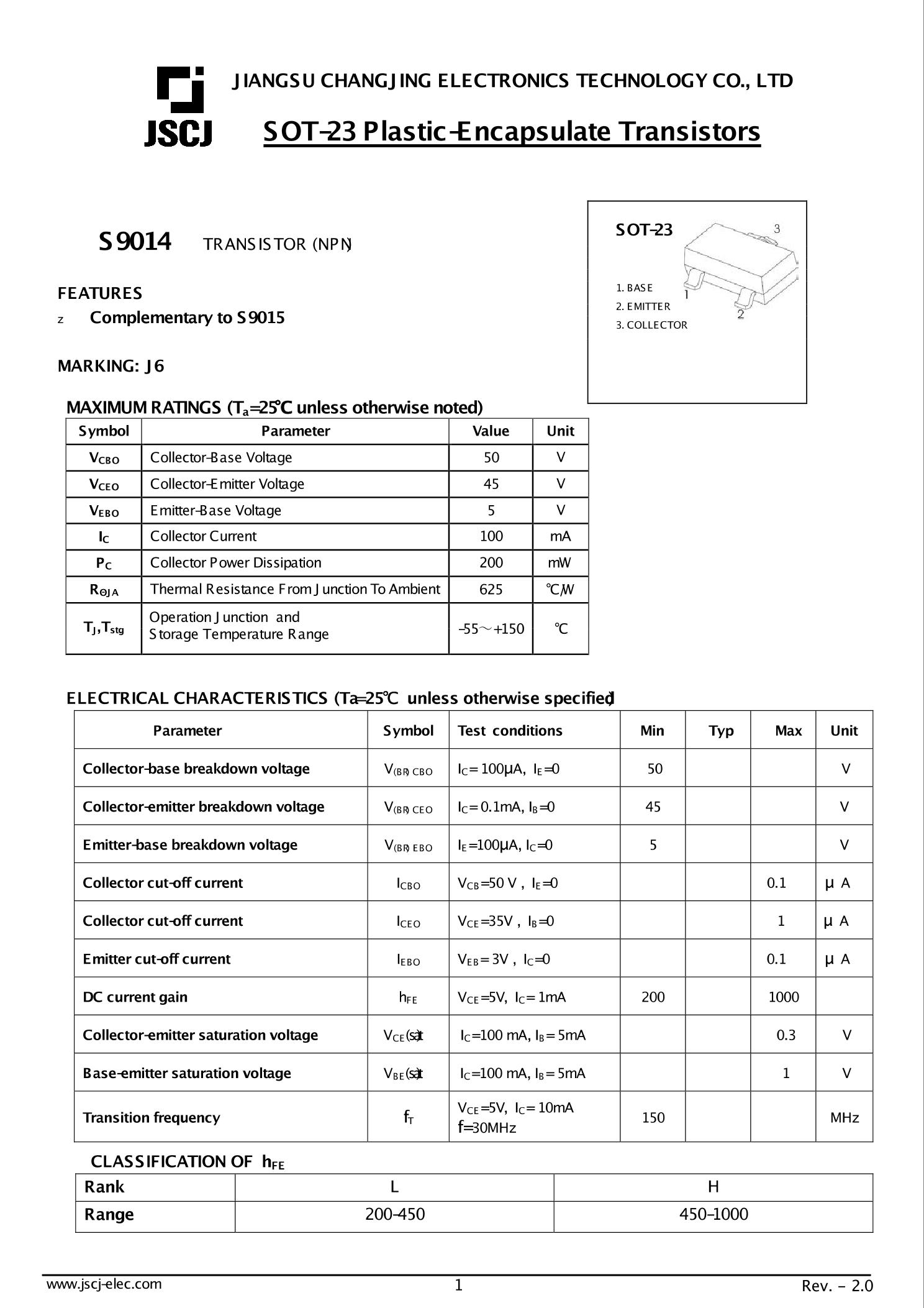 S9014_（CJ(江苏长电/长晶)）S9014中文资料_价格_PDF手册-立创电子商城