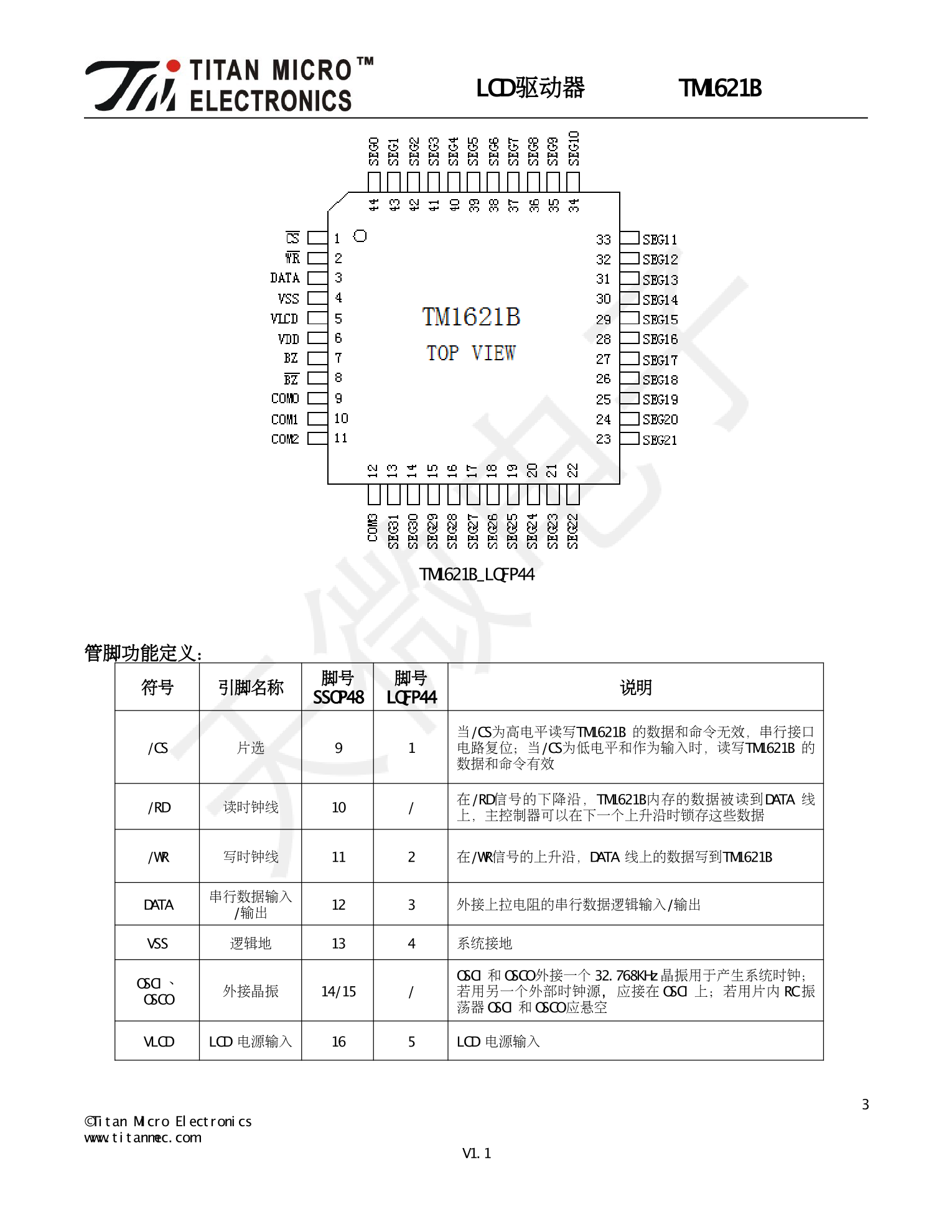 Tm1622b TM1621B_(TM(天微))TM1621B中文资料_价格_PDF手册-立创电子商城