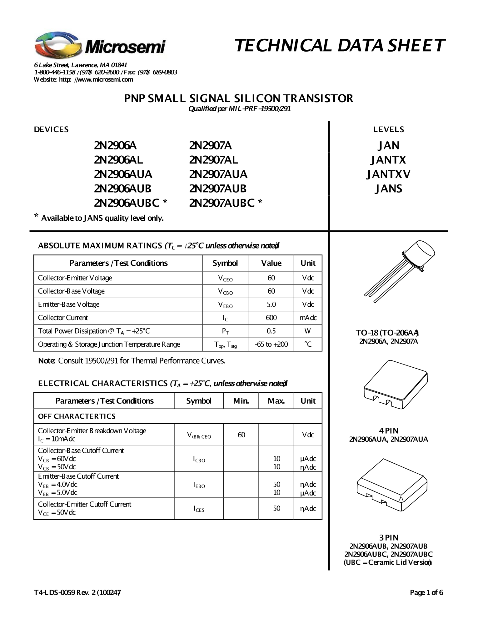 JANTX2N2907A_（MICROCHIP(美国微芯)）JANTX2N2907A中文资料_价格_PDF手册-立创电子商城