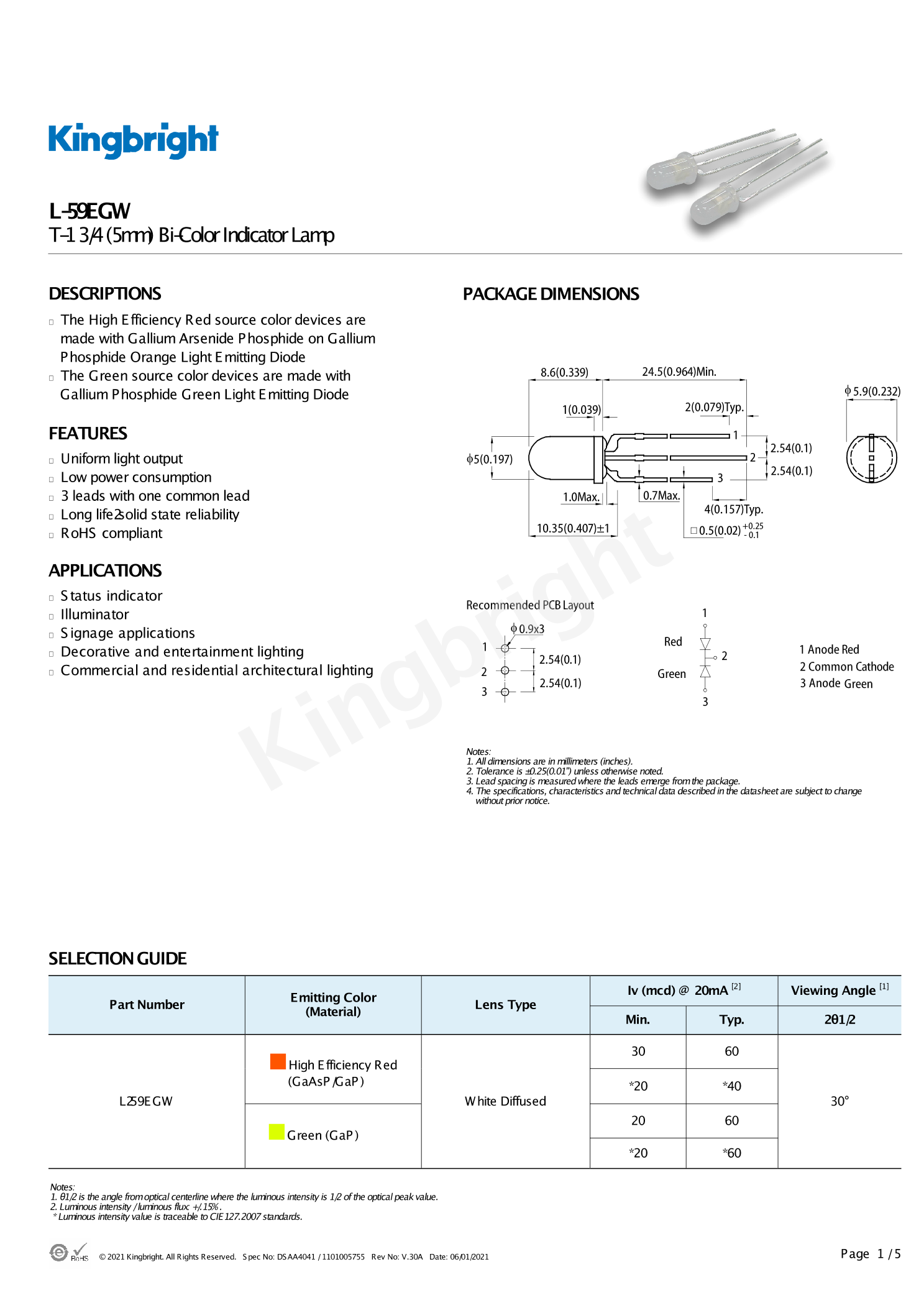 L-59EGW_（Kingbright）L-59EGW中文资料_价格_PDF手册-立创电子商城