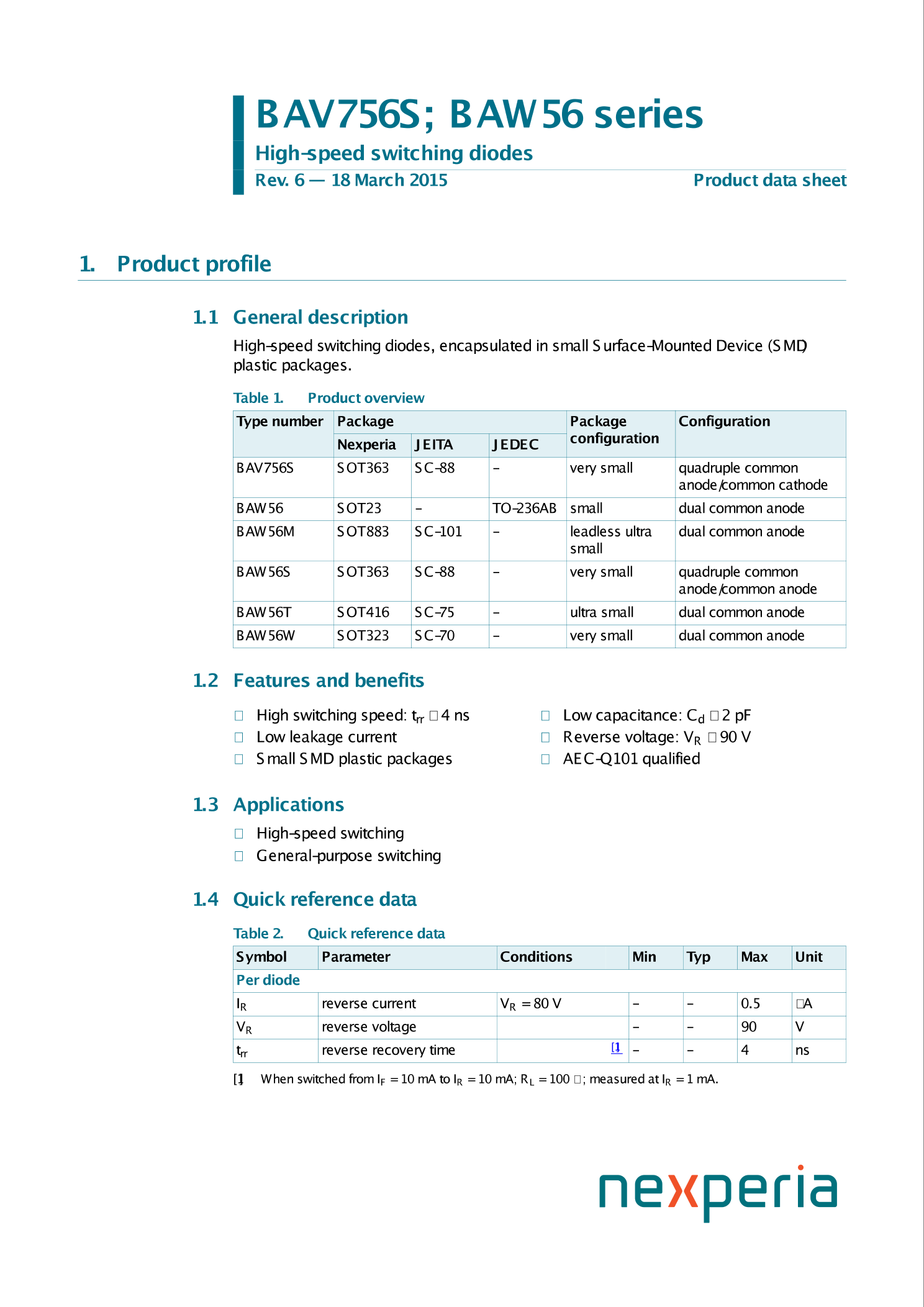 BAW56,215_（Nexperia(安世)）BAW56,215中文资料_价格_PDF手册-立创电子商城