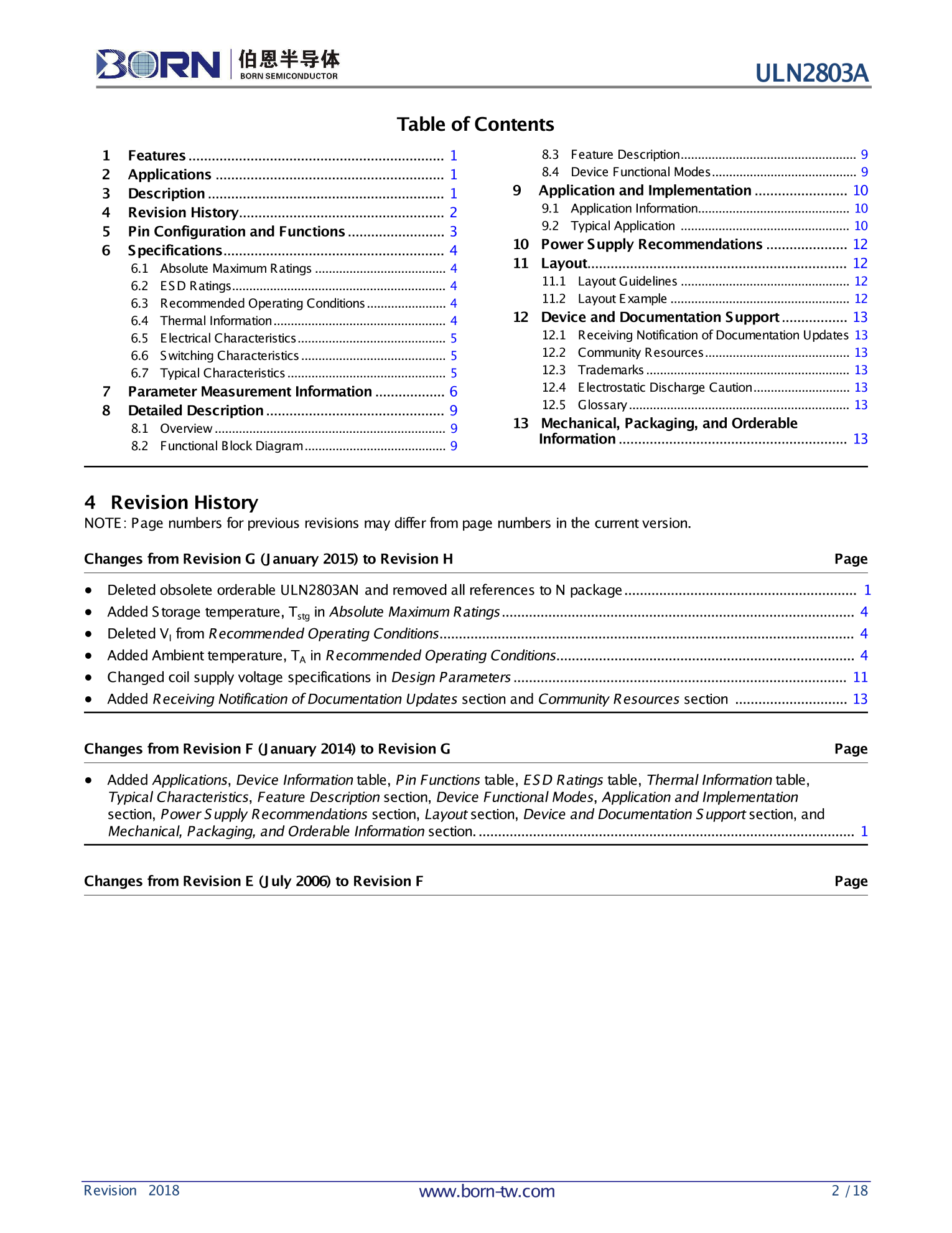 ULN2803A_（BORN(伯恩半导体)）ULN2803A中文资料_价格_PDF手册-立创电子商城