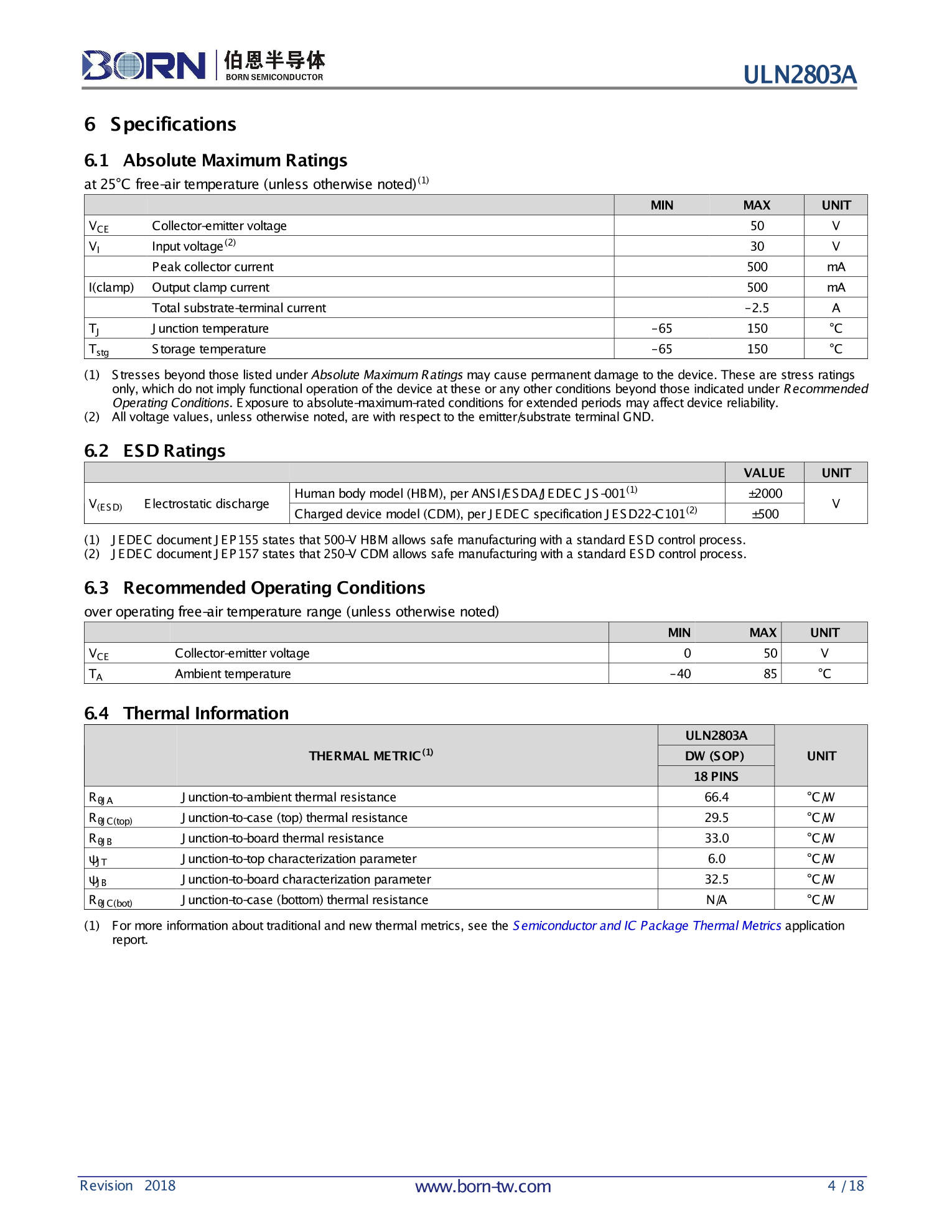 ULN2803A_（BORN(伯恩半导体)）ULN2803A中文资料_价格_PDF手册-立创电子商城