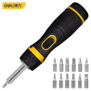 得力（deli ）一字棘轮螺丝刀套装多功能十字改锥螺丝起子家用维修工具两用 可折叠棘轮螺丝批13件套