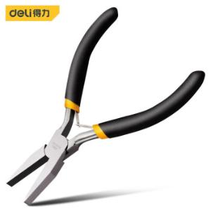 得力（deli ）沾塑柄迷你扁嘴钳高碳钢夹持钳子5英寸