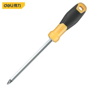 得力（deli） 橡胶柄两用螺丝批十字一字两用双头起子带强磁性起子改锥家用维修工具 两用螺丝批6/PH2x150mm