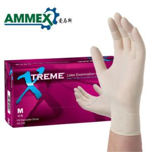 [1盒100只]AMMEX(爱马斯) 一次性乳胶检查手套XLFRT44100