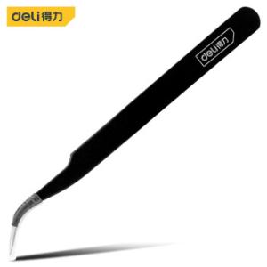 得力(deli) 锈钢镊子弯头细尖头小镊子夹小夹子维修工具120mm