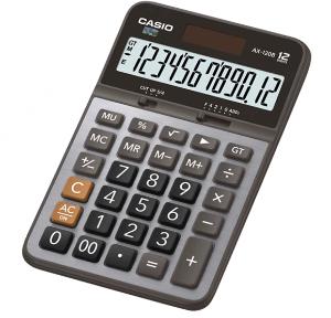 卡西欧(CASIO)AX-120B太阳能出纳会计财务用计算器12位数中号电子台式商务型办公计算机灰色 宽110MM*高175MM