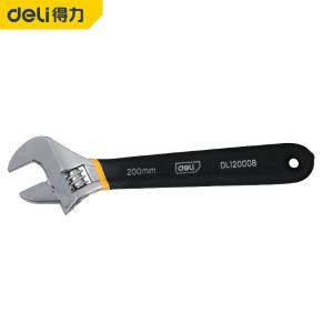 得力（deli） 活动扳手 多功能活络板手 沾塑柄防滑扳手家用活开口扳耐磨工业级万板子工具 12寸沾塑款电镀晶体铬