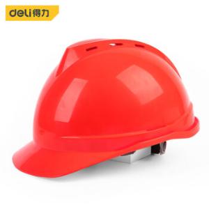 deli(得力) HDPE透气V型安全帽 红色 1顶