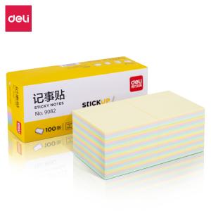 得力9082彩色便利贴粘性便签纸 76*76mm备忘留言纸/记事贴 办公用品