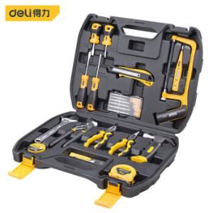 得力（deli ）家用多功能五金工具箱电工木工维修组套 钟表螺丝批测电笔锯子组合套装21件