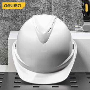 deli(得力) HDPE透气V型安全帽 白色 1顶