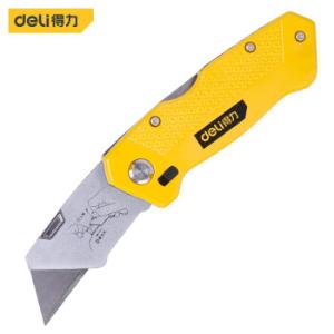 得力(deli)多功能重型折叠美工刀锌合金割刀T型美工刀壁纸刀裁纸刀地毯刀6刀片SK5钢