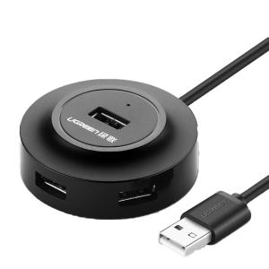 UGREEN(绿联)USB-A+C转4口USB2.0分线器 带Micro USB供电接口 带线0.5米 黑色40961