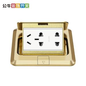 公牛 二三极连体拨启式方形铜面地脚插座/无阻尼 250V/10A 120x120mm GD1Z323