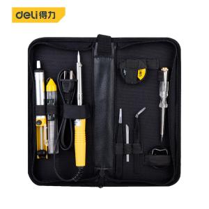 得力（deli ）外热式锡焊电烙铁焊接工具9件套布包套装40W应急常备