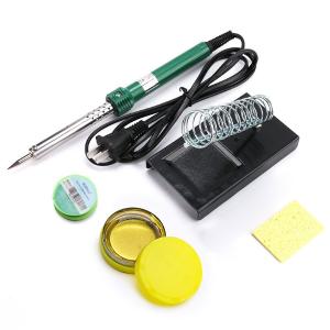 【五件套】伊莱科 ESI-112A，60W+伊莱科圆形塑盒松香20g+铁质烙铁架 E-010+高温海绵+伊莱科焊锡丝3号-10g 0.8MM
