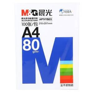M&G（晨光文具） A4打印复印纸a4全木浆画画草稿80g白色纸办公纸100张APYVYB03