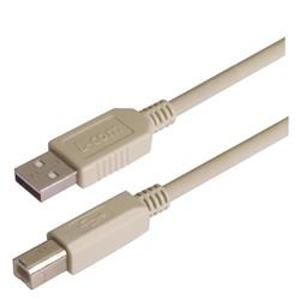 L-com（诺通）USB 2.0 特优型线缆组件, A 型公头 / B 型公头, 1.0m, 浅灰色