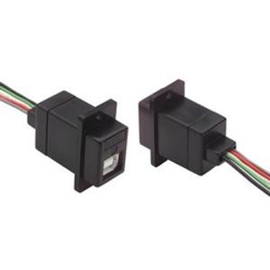 USB 2.0 面板安装耦合器, B 型母头 / 10in( 25.4 cm) 引线, 黑色
