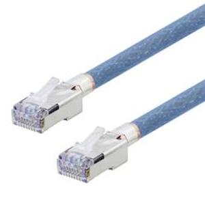 Category 5e Aerospace Ethernet Cable High-Temp Double Shielded FEP Blue RJ45, 3.0ft